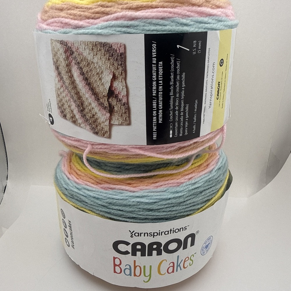 Yarnspirations Caron Baby Cakes Yarn Retro Rainbow 294955 Set Of 2 8.5 Oz Each
